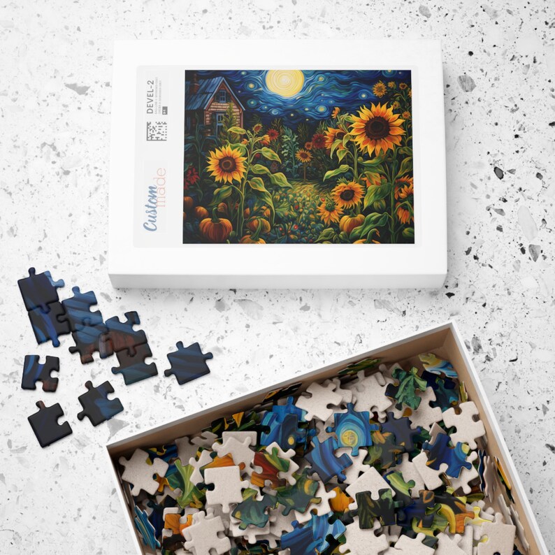 Sonnenblumen & Kürbisse im Herbst 500 Teile Puzzle - Sonnenblumen Puzzle, Kürbis Puzzle, Herbst Puzzle 500 Teile Puzzle Gastgeberin Geschenk Erntedankfest Bild 4