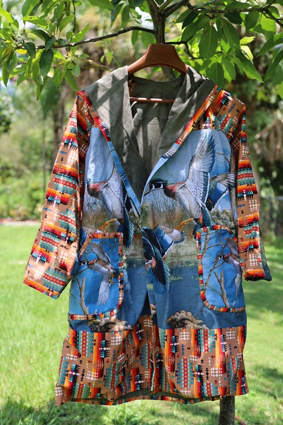 Hermoso abrigo/chaqueta hecho a mano de inspiración natural colorido único