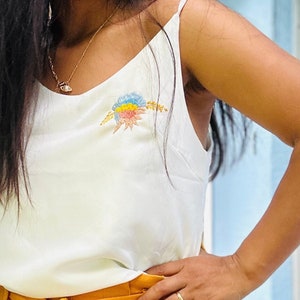 Hand Embroidered Top of a Wild Flower, size S/M handmade