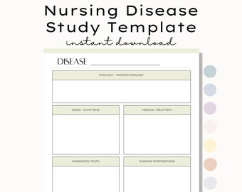 Printable Nursing Student Disease Template, Pathophysiology Nursing Study Guide, Nursing School Notes, Clinical Notes, Instant Download PDF