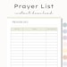Printable Prayer List Prayer Log Prayer Journal Prayer Planner