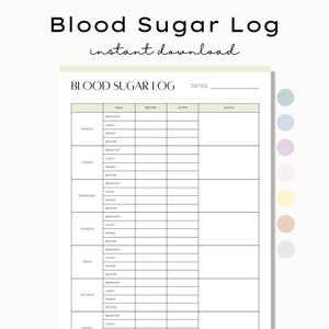 Afdrukbaar logboek zwangerschapsdiabetes, bloedsuikertracker, diabeteslogboek, bloedglucoselogboek, type 1 diabetesmaaltijdlogboek, bloedsuikerspiegel type 2