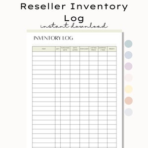 Printable Reseller Inventory Log, Inventory Spreadsheet, Inventory Management Form, Small Business Inventory Tracker, Product Inventory Log