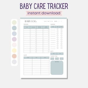 Registro giornaliero della cura del bambino, Tracker postpartum, Registro infantile, Tracker del bambino neo mamma, Registro della cura del bambino della tata, Regalo per la doccia per bambini, Registro dell'alimentazione del neonato