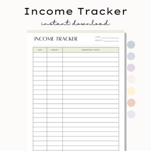 Printable Income Tracker Sheet, Income Planner, Finance Planner, Income Management, Budget Planning, Financial Planner, Instant Download PDF