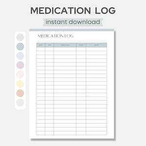 Druckbares Medikationstagebuch, Medizin-Tracker-Liste, tägliche Medikation, gegebene Tracker, Checkliste für Medikationstabellen, Auflistung der behandelten Applikationen