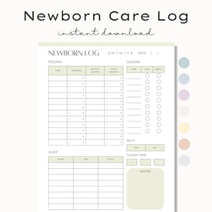 Registro giornaliero delle cure del neonato, registro delle cure del bambino, registro delle poppate del bambino, diario dell'allattamento al seno, registro delle routine del bambino stampabile, foglio di registro del sonno del neonato