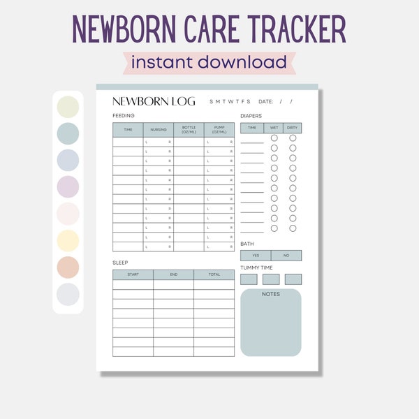 Newborn Daily Care Log, Breastfeeding Log, Baby Feeding Log, Baby Tracker, Newborn Feeding Log, Newborn Tracking, Printable Baby Sleep Log