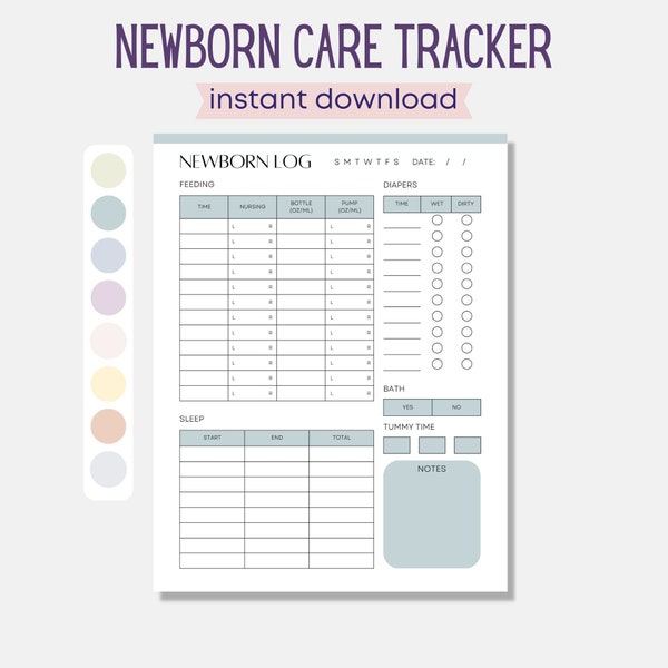 Neugeborenen tägliches Pflegetagebuch, Stilltagebuch, Babyfütterungslogbuch, Baby Tracker, Neugeborenenfütterungslogbuch, Neugeborenen-Tracking, druckbares Babyschlaflogbuch