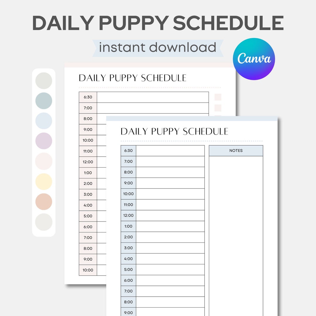 Editable Daily Puppy Schedule, Puppy Schedule Checklist, Puppy Sleep ...