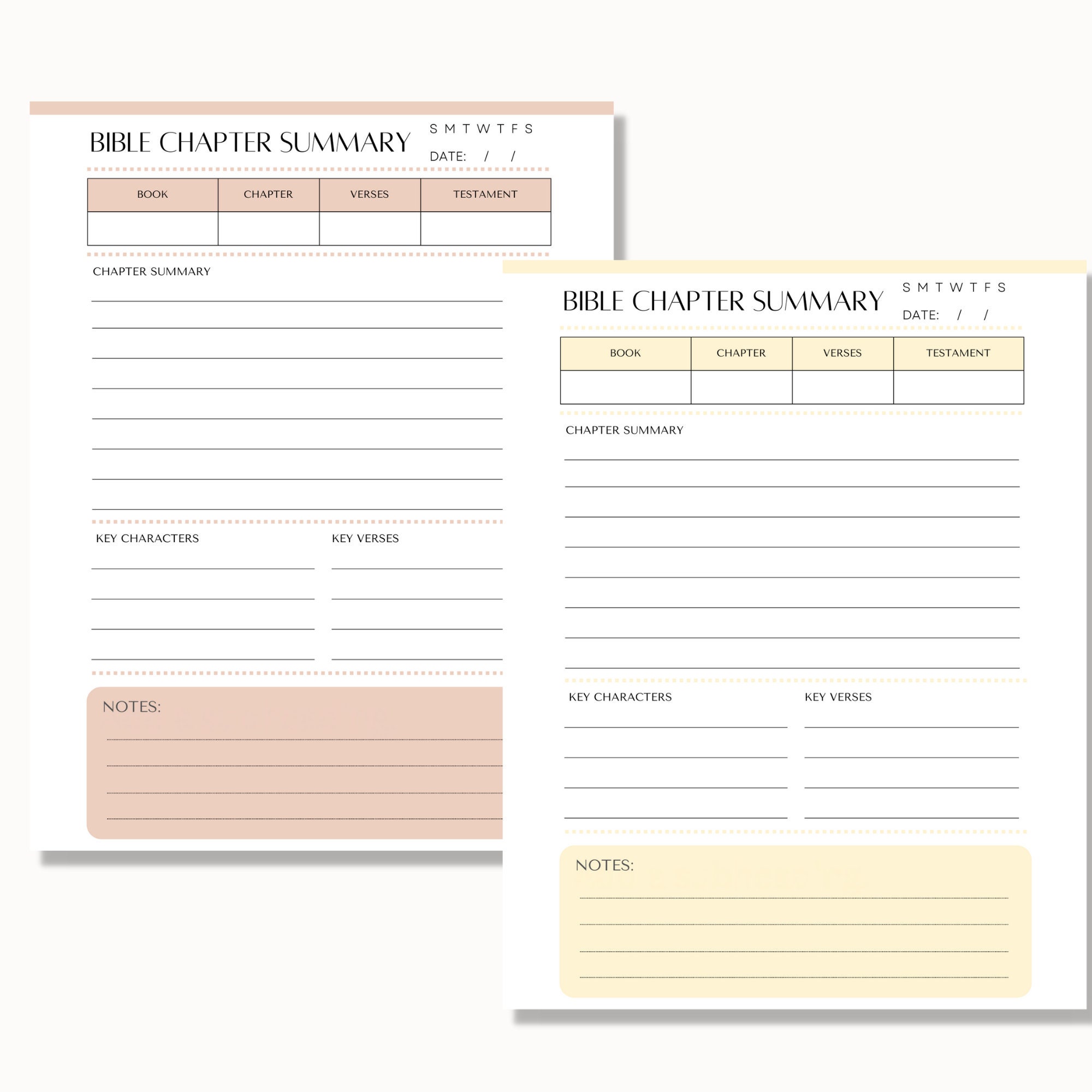 Printable Bible Study Template, Bible Chapter Summary Worksheet, Adult ...