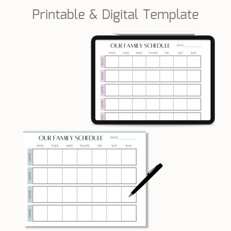 Weekly Family Schedule, Weekly Family Planner Printable, Customizable ...