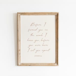 Jeremiah 1:5 Nursery Print, Girl Bible Verse Nursery Print, Boy Nursery Decor, Neutral Christian Nursery Wall Art, Bible Verse Room Decor