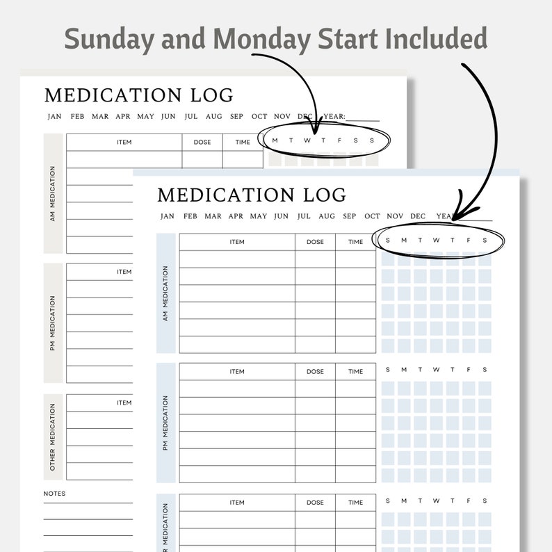 Printable Medication Log, Medicine Tracker List, Daily Medication Given Tracker, Medication Chart Checklist, Treatment Administration Record image 3