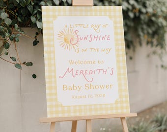 A Little Ray of Sunshine Baby Shower Welcome Sign, Sun Shower Welcome Sign, Neutral Yellow Baby Sprinkle Decor, Foam Board Welcome Poster