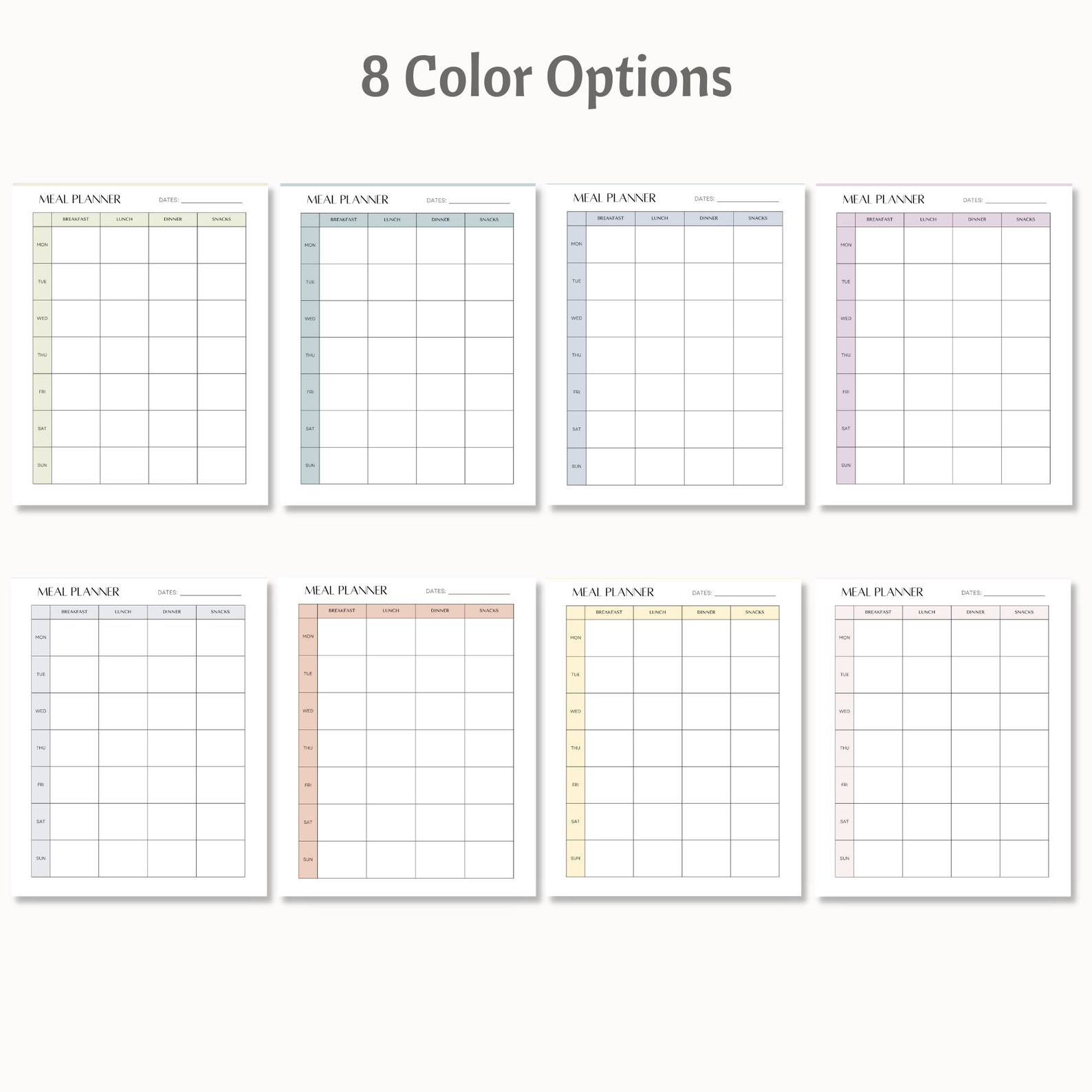 Printable Weekly Meal Planner, Weekly Meal Prep Template, Dinner Plans