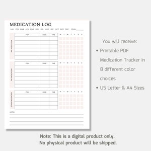 Printable Medication Log, Medicine Tracker List, Daily Medication Given Tracker, Medication Chart Checklist, Treatment Administration Record image 7