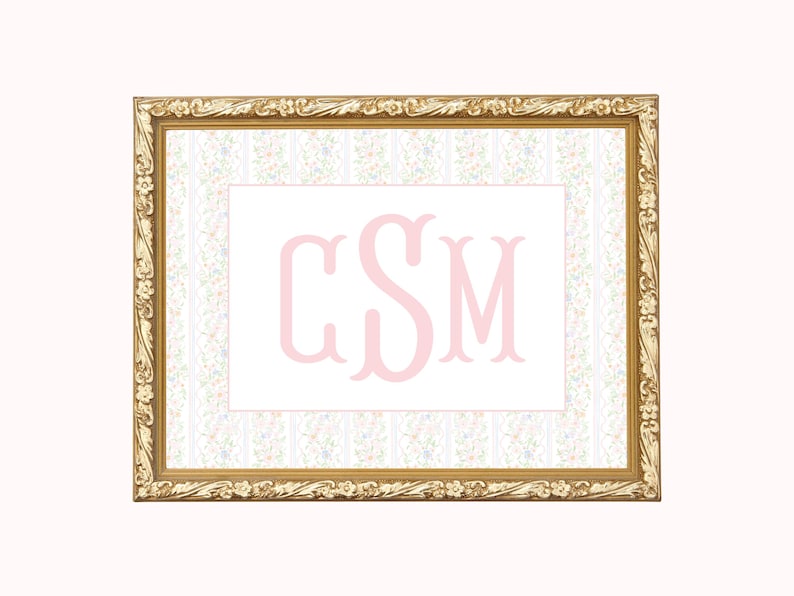 Monogram Csm Monogram Nursery Wall Art, Grandmillennial Nursery, Pink and Green Girl ...
