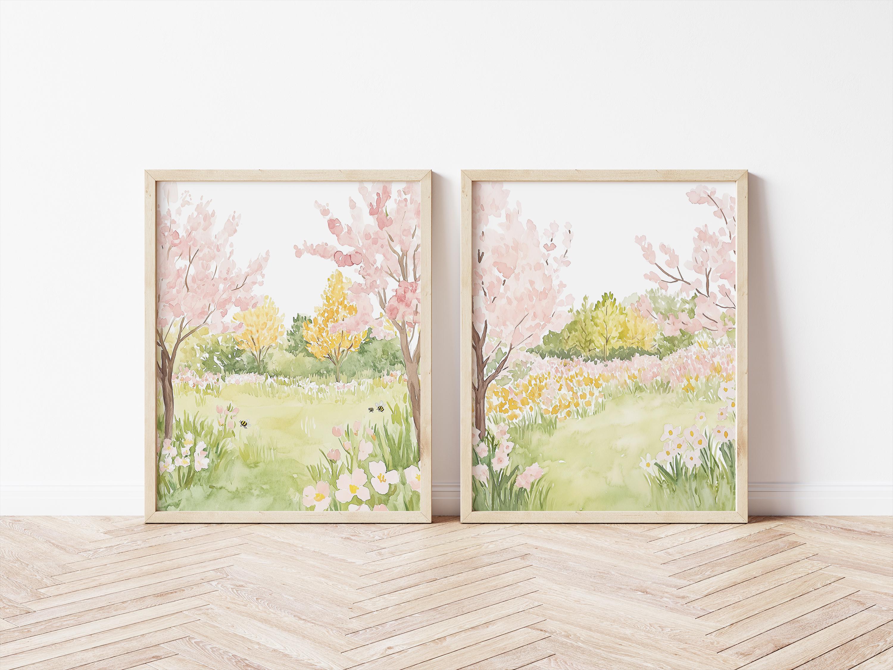 Watercolor Pink Floral Nursery Print, Baby Girl Nursery, Soft Pink ...