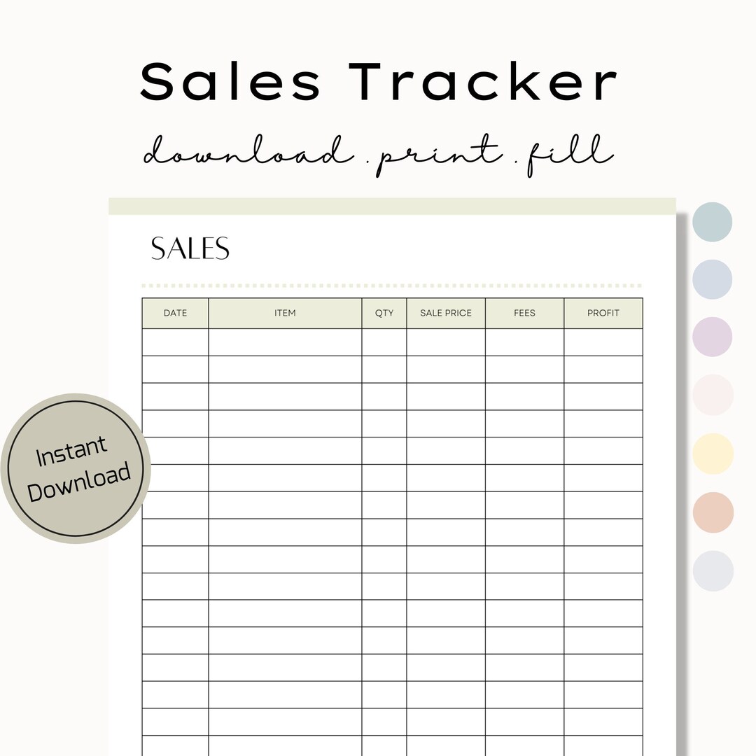 Printable Sales Tracker Small Business Tracker Order - Etsy