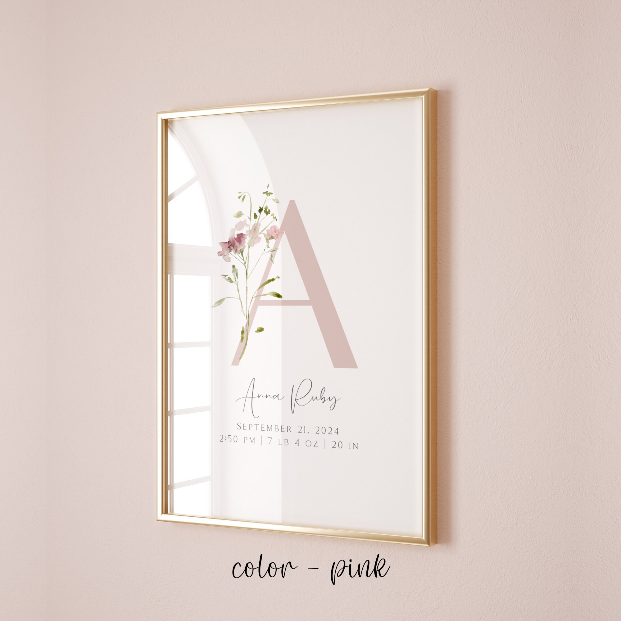 Baby Birth Stats Sign, Birth Announcement Print, Personalized ...