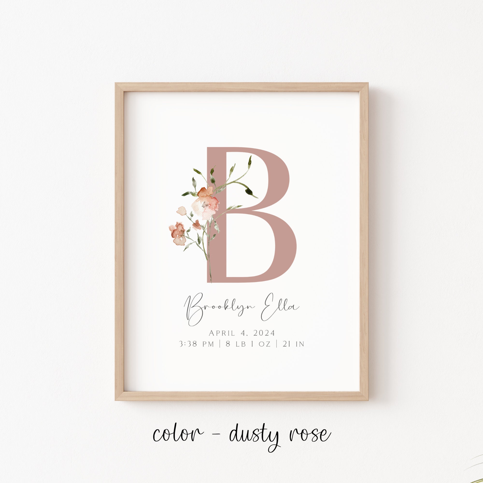 Baby Birth Stats Sign, Birth Announcement Print, Personalized ...