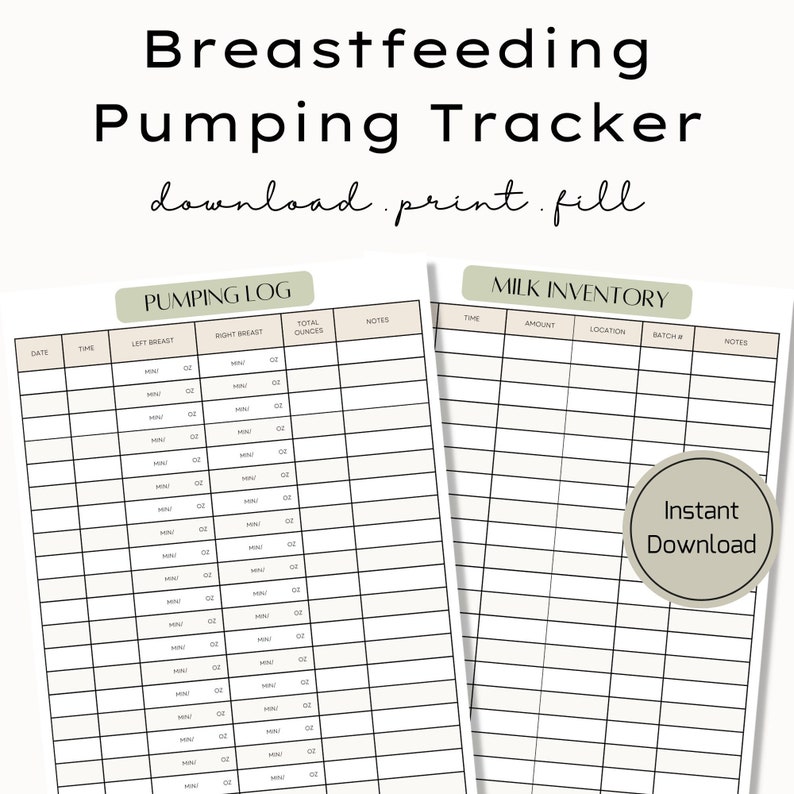 Breastfeeding Log Pumping Log Breastmilk Inventory Tracker Etsy