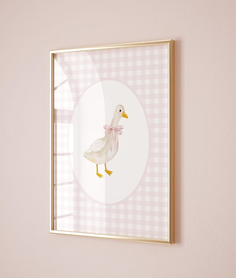 Goose Nursery Print Set, Vintage Goose Nursery Art, Baby Girl Nursery ...
