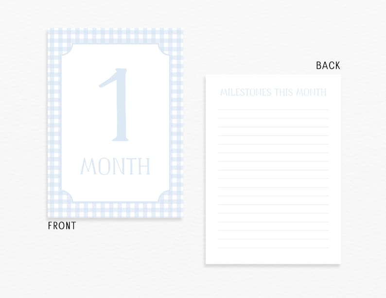 Watercolor Blue Gingham Milestone Cards, Baby Boy Milestone Cards, Baby ...