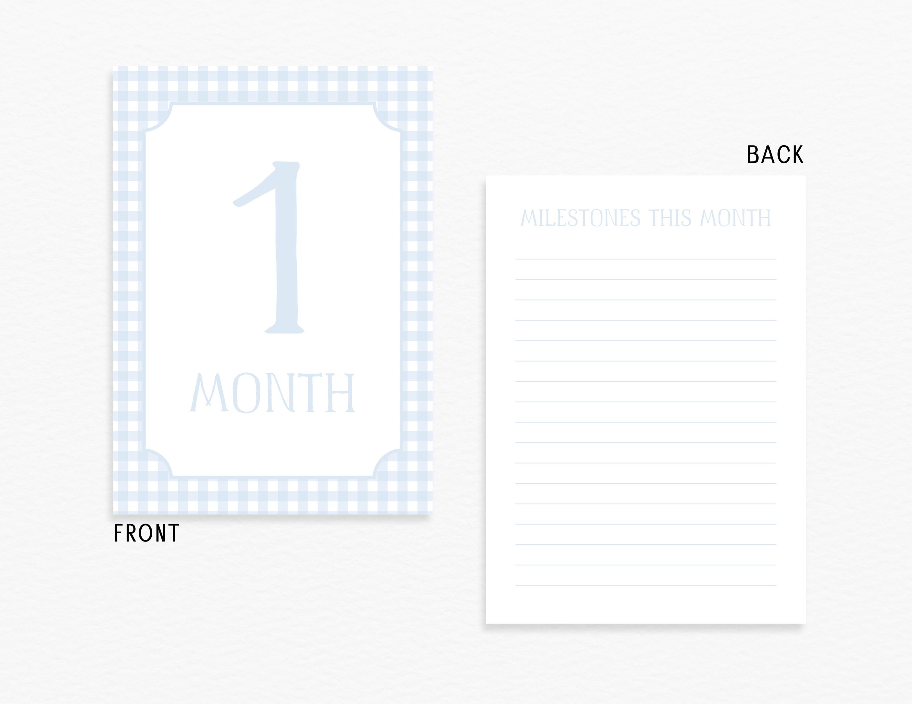 Watercolor Blue Gingham Milestone Cards, Baby Boy Milestone Cards, Baby ...