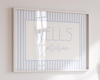 Baby Name Nursery Wall Art, Boy Nursery Wall Art Decor, Baby Name Nursery Decor, Girl Nursery Print, Vintage Style Nursery, Stripe Nursery