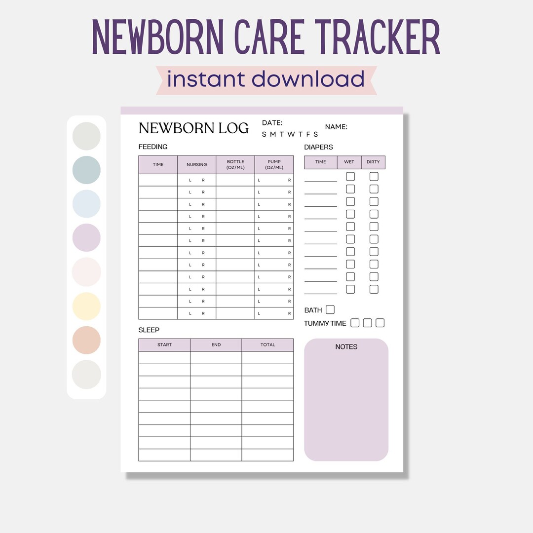 Newborn Daily Care Log, Bottle Feeding Log, Breastfeeding Log, Nanny ...