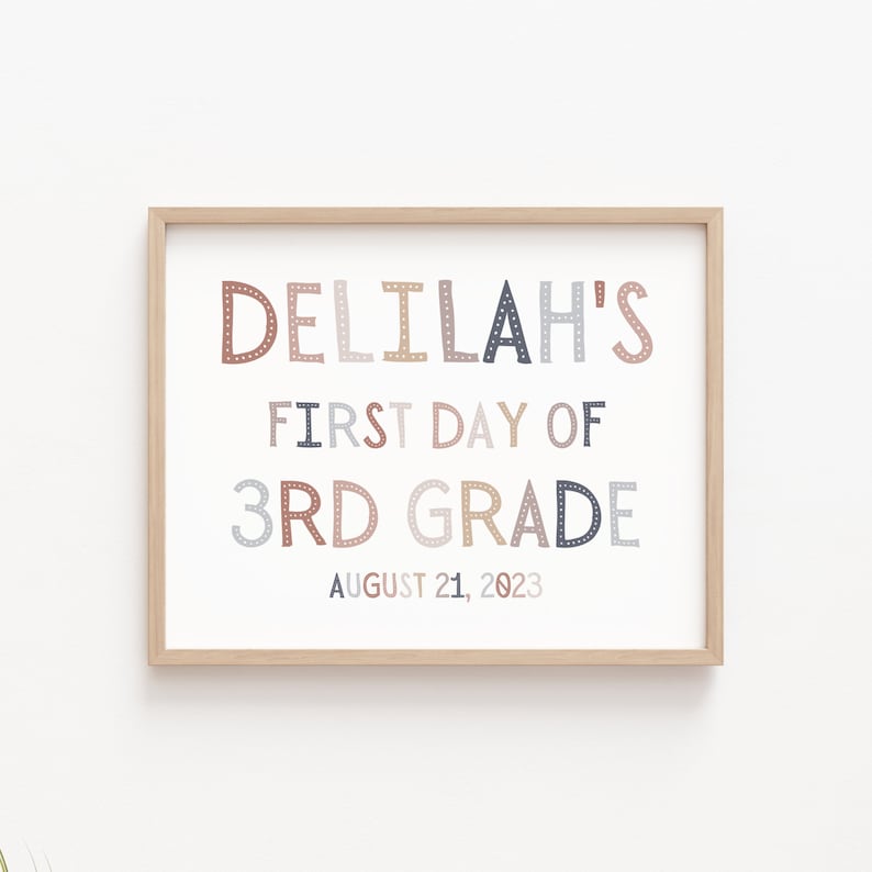 Custom First Day of School Sign Printable First Day of Kindergarten ...