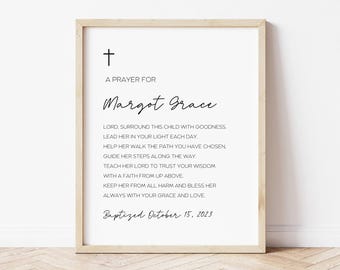 Personalized Baptism Gift, Baptism Prayer Sign, Christening Quote Gift, Custom Name Baptism Print, Baptism Decor, Baby Dedication Gift