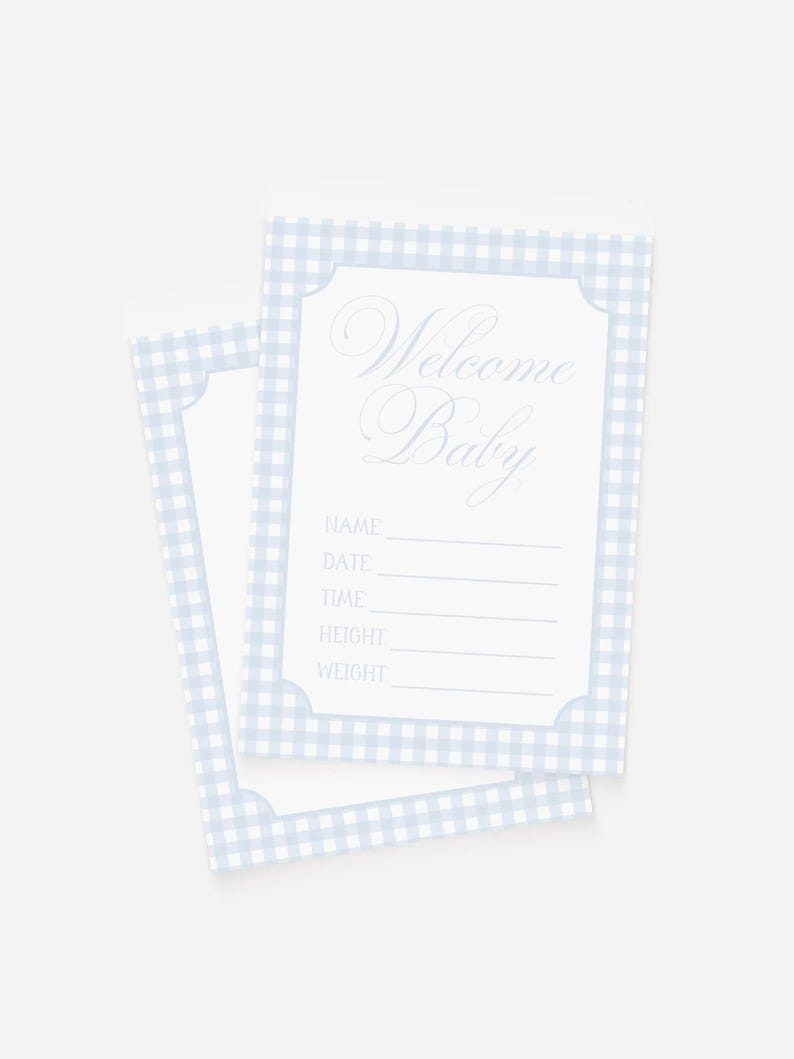 Watercolor Blue Gingham Milestone Cards, Baby Boy Milestone Cards, Baby ...