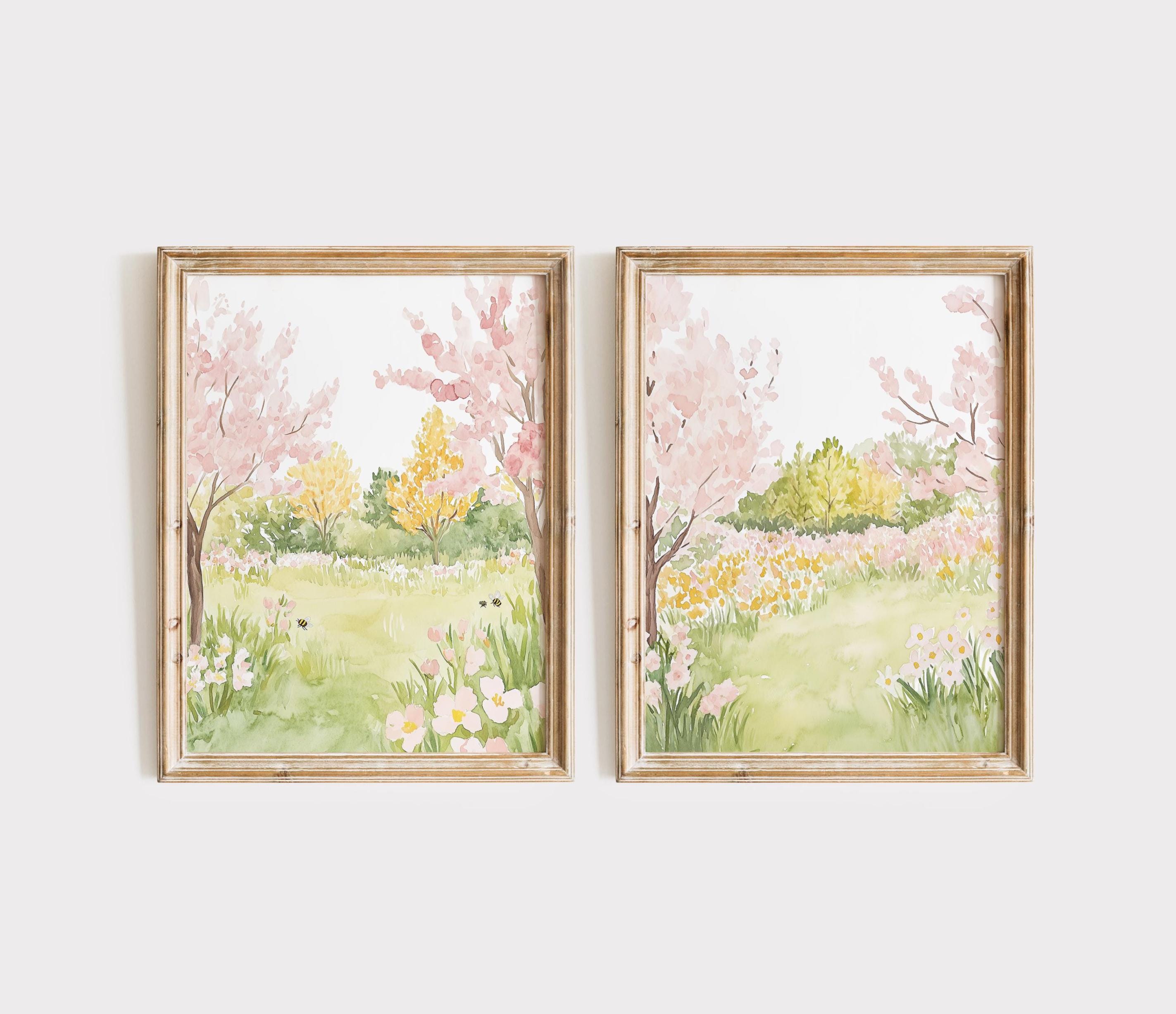 Watercolor Pink Floral Nursery Print, Baby Girl Nursery, Soft Pink ...