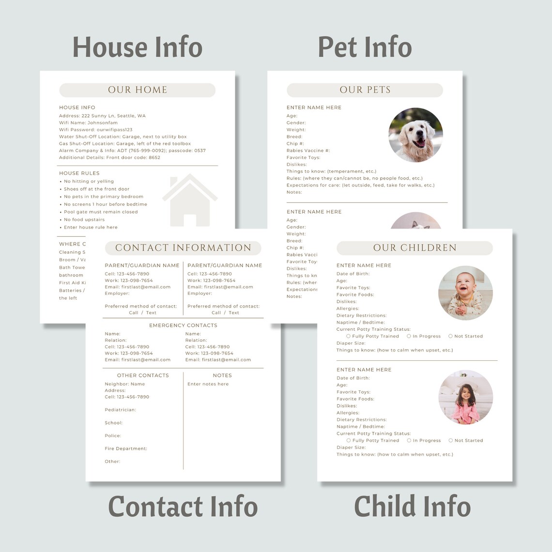 Editable Nanny Binder, Printable Nanny Planner Template, Nanny Guide ...