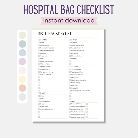 The Ultimate Hospital Bag Printable Checklist (for Baby, Mom, and