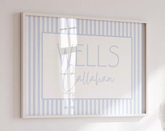 Baby Name Nursery Wall Art, Boy Nursery Wall Art Decor, Baby Name Nursery Decor, Girl Nursery Print, Vintage Style Nursery, Stripe Nursery