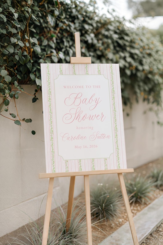 Baby Shower Welcome Sign, Pink and Green Floral Baby Shower Sign, Baby Sprinkle Decor, Foam Board Welcome Poster, Baby Girl Welcome Sign