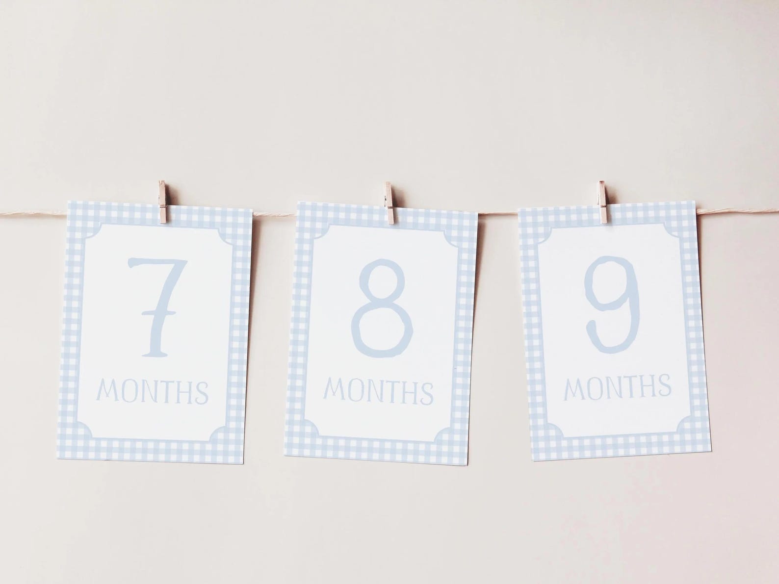 Watercolor Blue Gingham Milestone Cards, Baby Boy Milestone Cards, Baby ...
