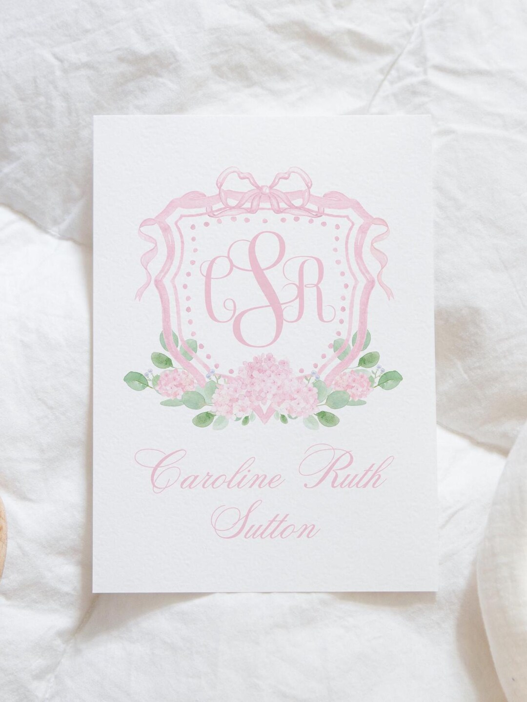 Printable Watercolor Baby Girl Bassinet Sign, Custom Monogram Hospital ...