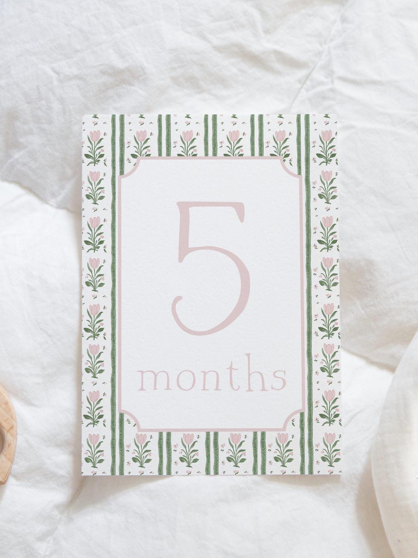 Baby Girl Milestone Cards, Watercolor Pink Tulip Floral Milestone Cards ...