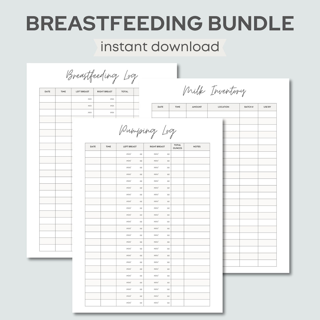 Breastfeeding Log, Pumping Log, Breast Pump Log, Breastmilk Inventory Tracker, Nursing Log