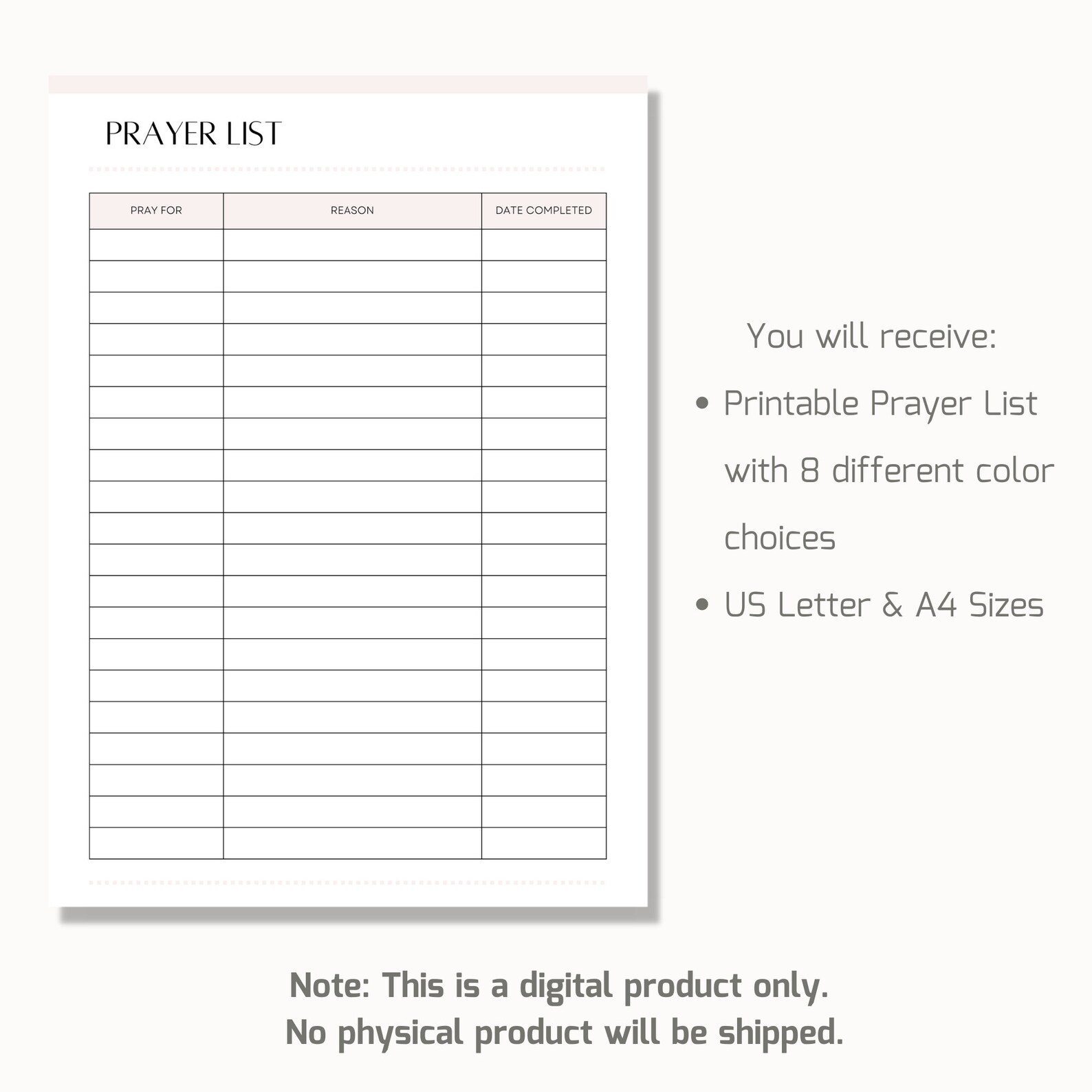 Printable Prayer List, Prayer Log, Prayer Journal, Prayer Planner ...