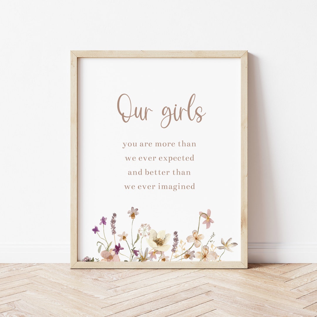 Our Girls Nursery Printable Wall Art Boho, Baby Girl Nursery Print ...