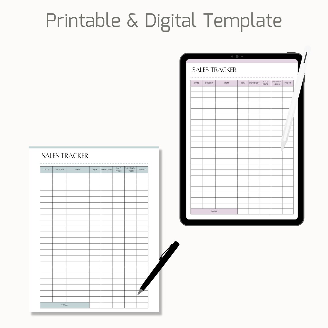Printable Sales Tracker, Online Small Business, Sales Log Template, Sales Profit Tracker ...