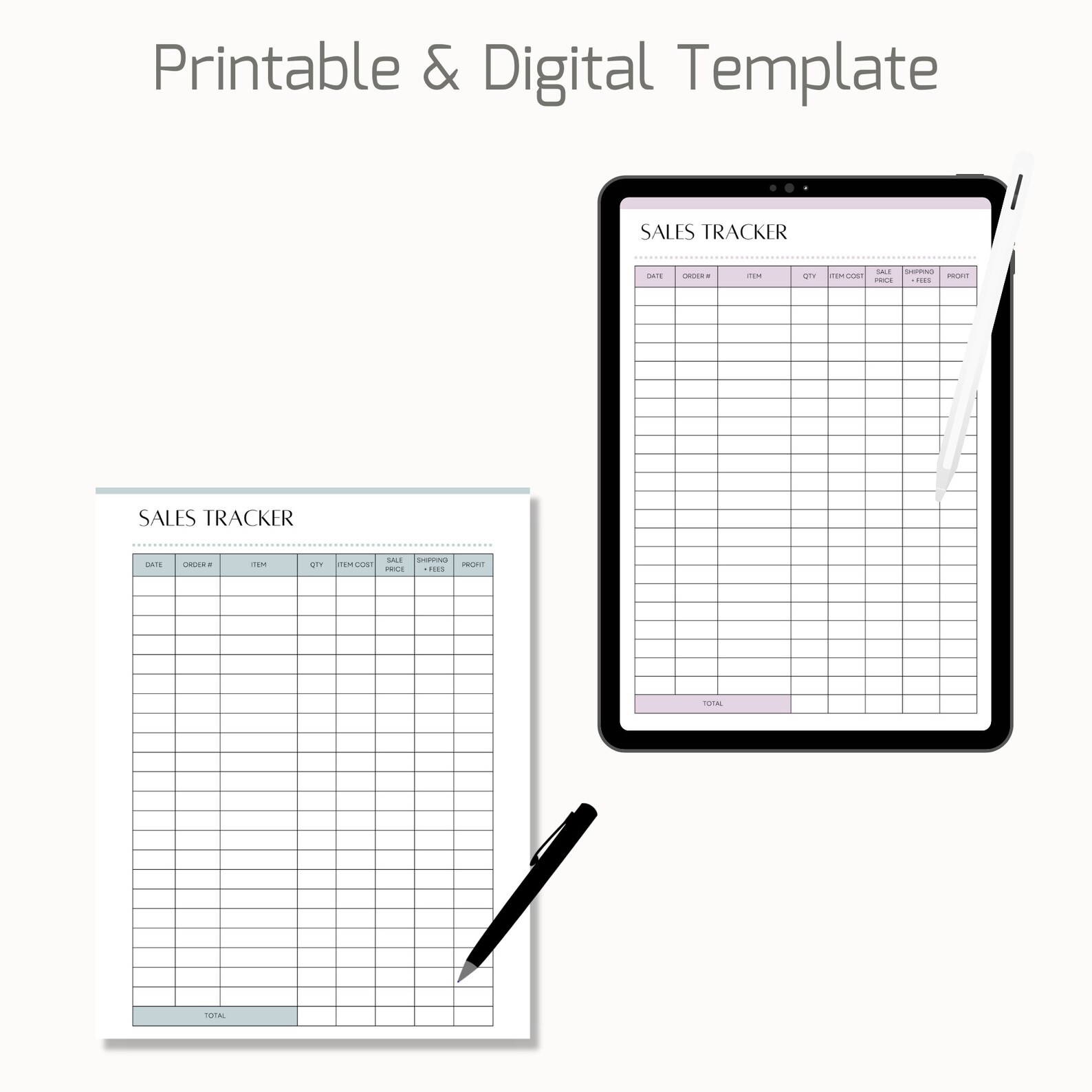 Printable Sales Tracker, Online Small Business, Sales Log Template, Sales Profit Tracker ...