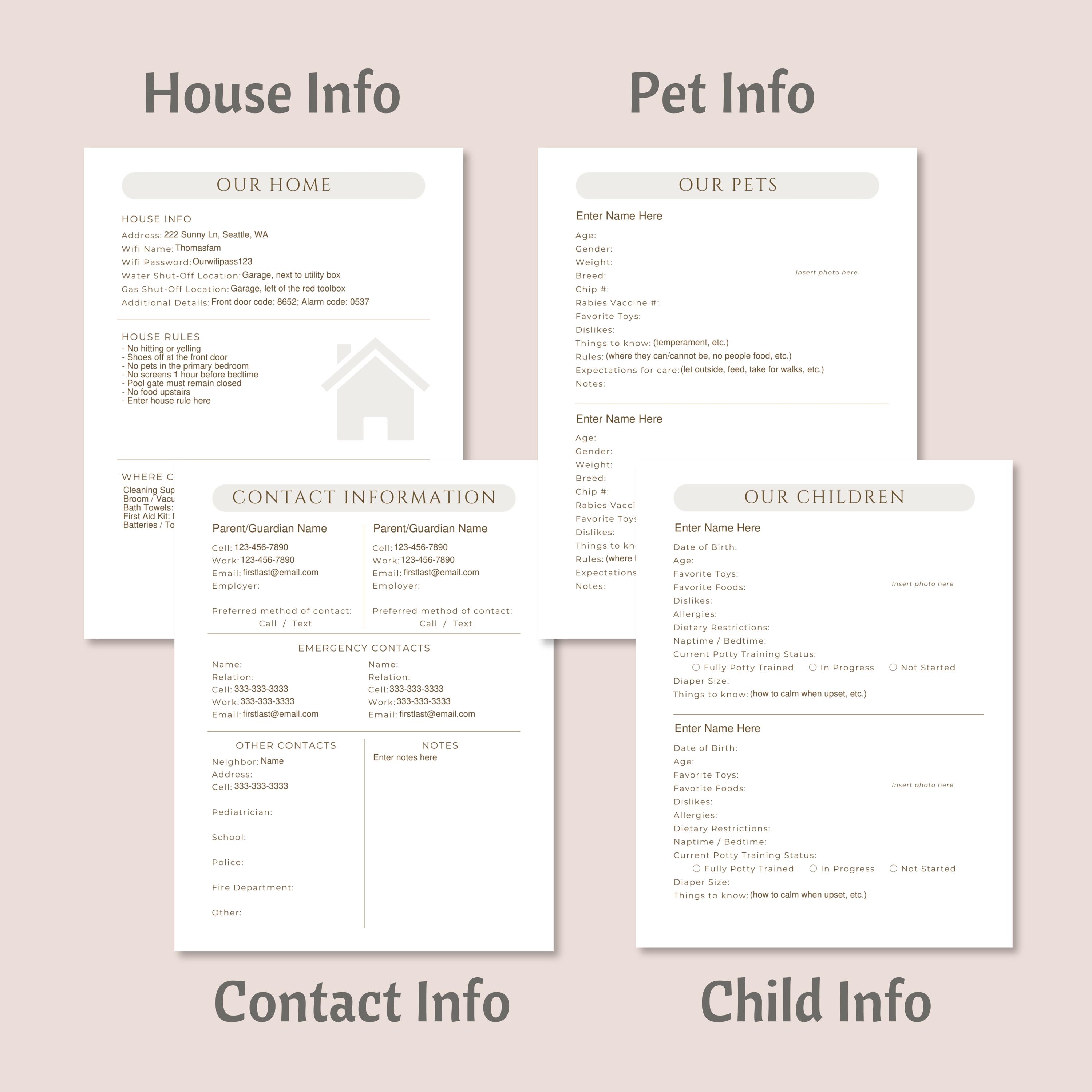 Daily Nanny Planner