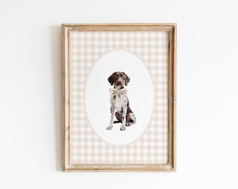 Decor van de kwekerij van de Duitse korthaar, aquarel SAP-hond print, genderneutrale kinderkamer, jongens pastel muur print, bruin beige boog kunst aan de muur